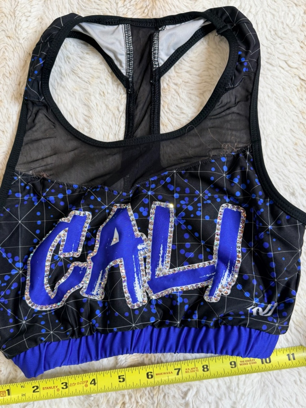 Cali All Stars CALI Sequin Accent Black & Royal Blue Sports Bra
